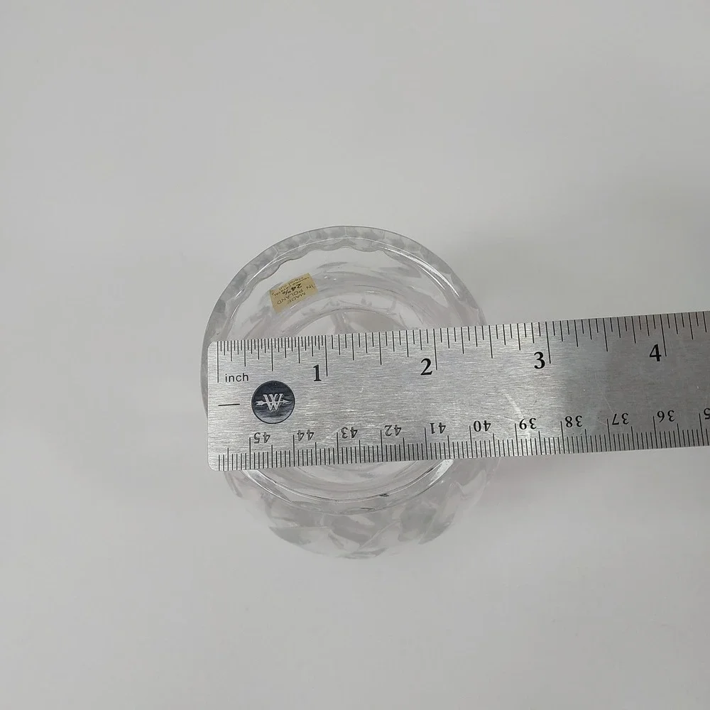 Vintage 24% Lead Crystal Vase - Cut Leaf Design Fluted Rim Star Bottom Poland